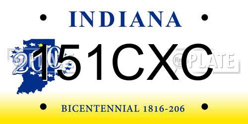 151CXC Indiana License Plate