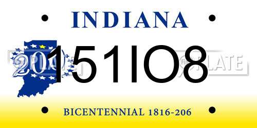 151IO8 Indiana License Plate