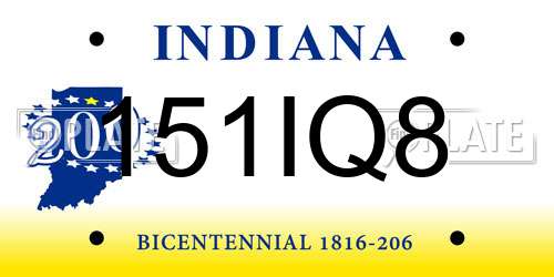151IQ8 Indiana License Plate