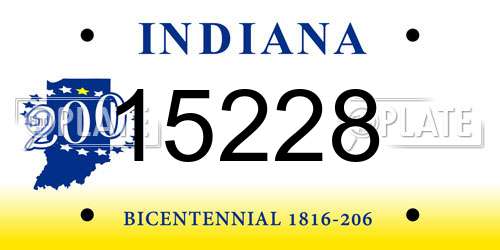 15228 Indiana License Plate