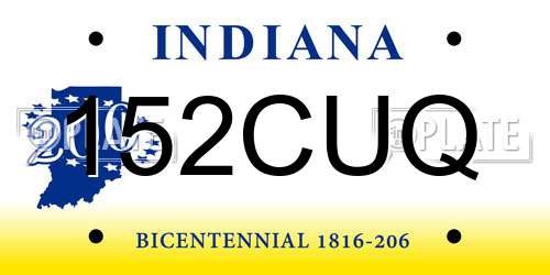 152CUQ Indiana License Plate
