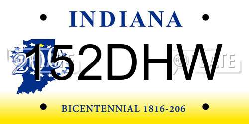 152DHW Indiana License Plate