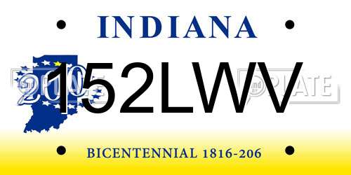 152LWV Indiana License Plate