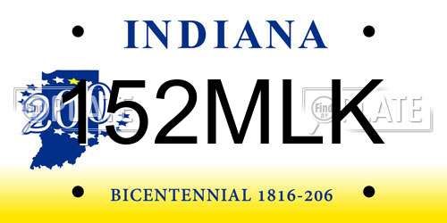 152MLK Indiana License Plate