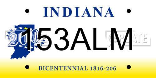 153ALM Indiana License Plate