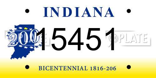 15451 Indiana License Plate