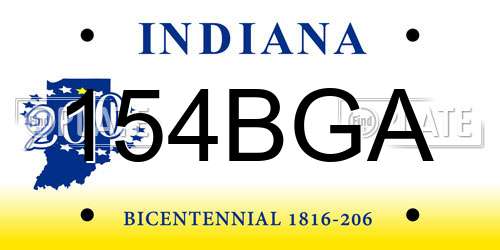 154BGA Indiana License Plate