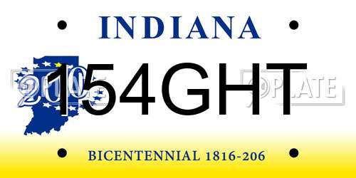 154GHT Indiana License Plate