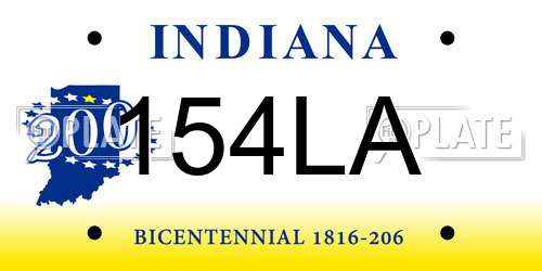 154LA Indiana License Plate