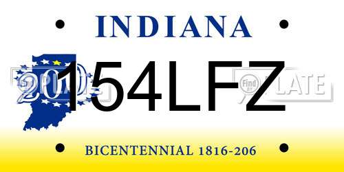 154LFZ Indiana License Plate