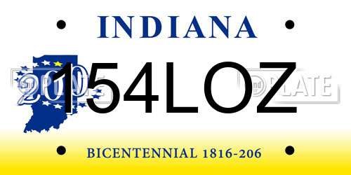 154LOZ Indiana License Plate