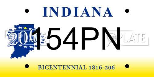154PN Indiana License Plate