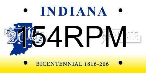 154RPM Indiana License Plate