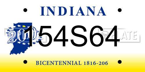 154S64 Indiana License Plate