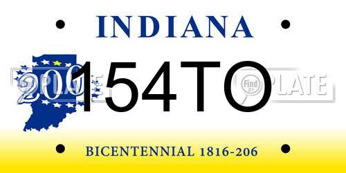 154TO Indiana License Plate