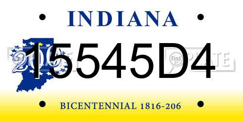 15545D4 Indiana License Plate