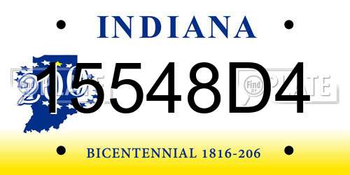 15548D4 Indiana License Plate