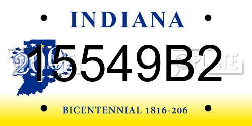 15549B2 Indiana License Plate