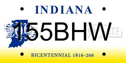 155BHW Indiana License Plate
