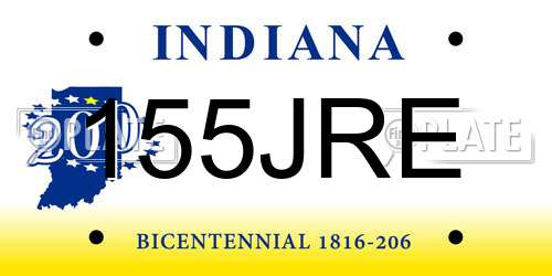155JRE Indiana License Plate