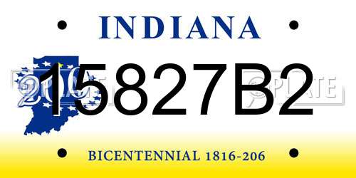 15827B2 Indiana License Plate
