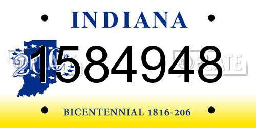 1584948 Indiana License Plate