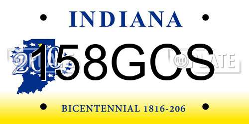 158GCS Indiana License Plate