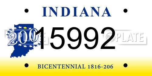 15992 Indiana License Plate