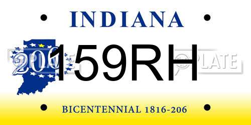 159RH Indiana License Plate