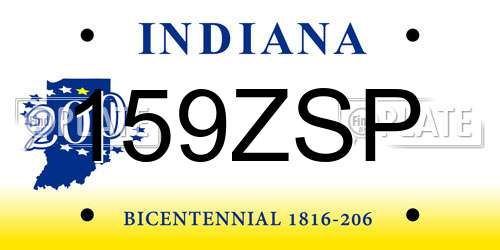 159ZSP Indiana License Plate
