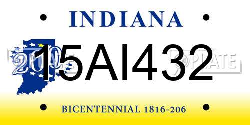 15AI432 Indiana License Plate