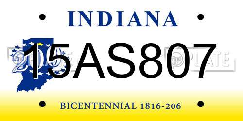 15AS807 Indiana License Plate