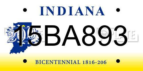 15BA893 Indiana License Plate