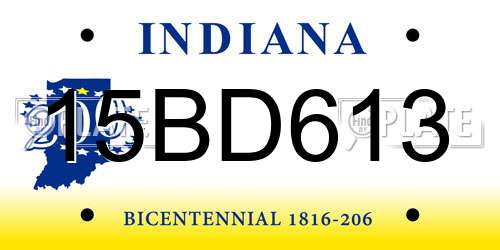 15BD613 Indiana License Plate