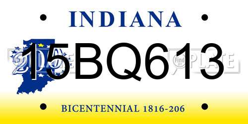 15BQ613 Indiana License Plate