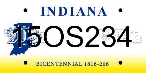 15OS234 Indiana License Plate