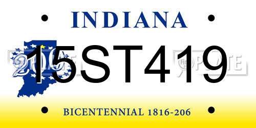 15ST419 Indiana License Plate