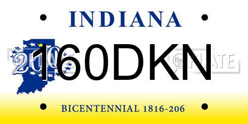 160DKN Indiana License Plate
