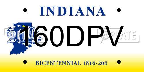 160DPV Indiana License Plate