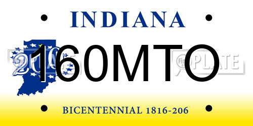160MTO Indiana License Plate