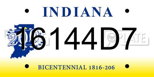 16144D7 Indiana License Plate