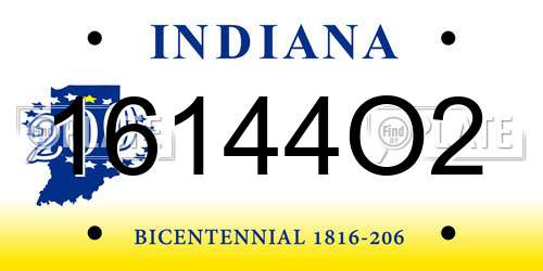 16144O2 Indiana License Plate