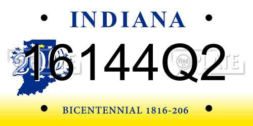 16144Q2 Indiana License Plate