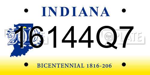 16144Q7 Indiana License Plate