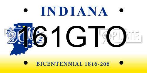 161GTO Indiana License Plate