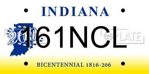 161NCL Indiana License Plate