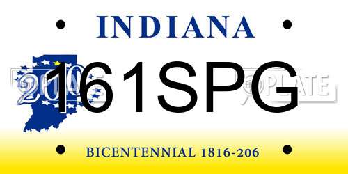 161SPG Indiana License Plate