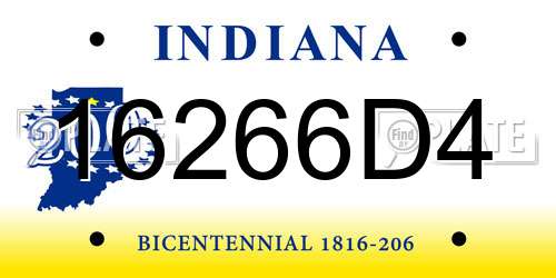 16266D4 Indiana License Plate