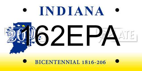162EPA Indiana License Plate