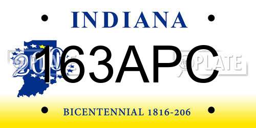 163APC Indiana License Plate
